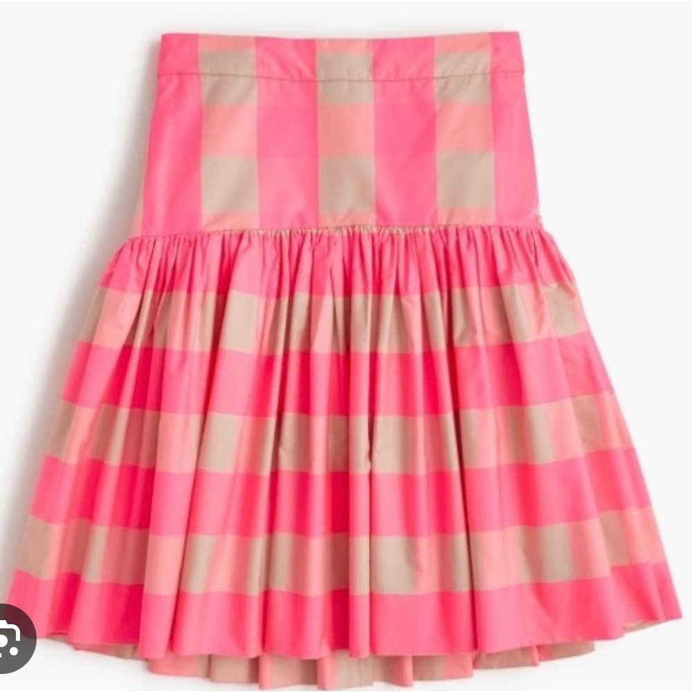 J Crew Taffeta Gingham Plaid Skirt